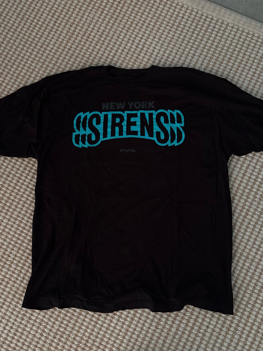 PWHL New York Sirens Black Short Sleeve Tee with Teal Logo